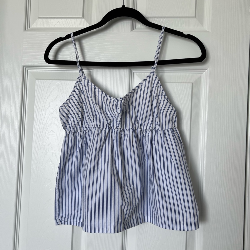 J. Crew Navy and White Striped Camisole